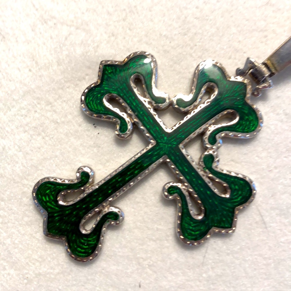 Very old Antique enamel n sterling silver cross
